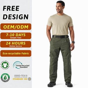 <span class=keywords><strong>Pantalon</strong></span> cargo tactique vert olive pour homme, coton biologique, coupe décontractée, multi-poches, genoux renforcés, <span class=keywords><strong>pantalon</strong></span> utilitaire, ceinture, marque OEM - Product Image 1