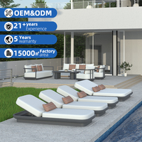 Chaise longue de luxe en aluminium pour l'extérieur, imperméable, séchage rapide, mousse résistante aux UV, pour piscine, hôtel, villa, patio