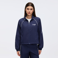Veste coupe-vent respirante à col montant pour femme Ourlet réglable Vêtement de sport pour le vélo, la course à pied et le yoga Haut zippé avec poches