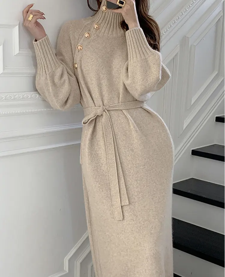 Women Dresses Winter Retro Long Sleeve Maxi Dress Ladies Elegant Fashion Clothing 2022 Cheap Casual Women Dress