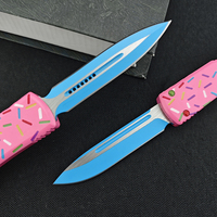 Couteau de camping et de chasse multifonctionnel UT85 Donut en acier inoxydable D2 à pointe tombante, manche en aluminium T6, brise-vitre
