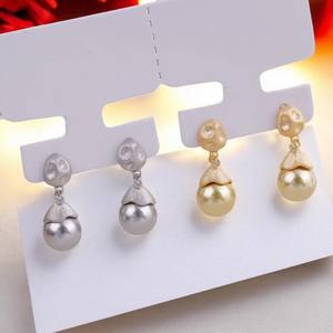 22523 Argent S925 Accessoires de perles DIY Bijoux en argent mat Boucles d'oreilles avec perles rondes de 10-13 mm et plateau vide pour boucles d'oreilles - Product Image 2