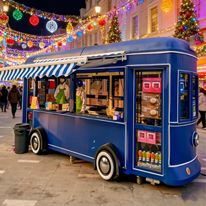 Chariot de restauration mobile classique rétro, qualité commerciale, style vintage, pour marché nocturne, stand de rue, café en plein air, entreprise de restauration - Product Image 5