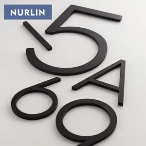 Nurlin, твердая латунь, 4-12 дюймов, 10-30 см, большие цифры, буквы, дверь, публичная черная плавающая подпись, наружные цифры, несколько размеров