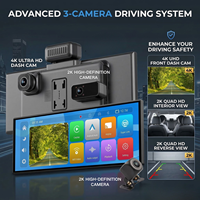 Kamera Dasbor Ganda 4K Layar Pintar 10,25 inci DVR Mobil dengan CarPlay Nirkabel Android Auto WiFi Bluetooth Pemancar FM