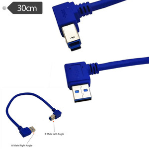 Cable USB 3.0 A Macho en Ángulo Izquierdo a B Macho en Ángulo Derecho, 0.3m, Conductor de Cobre Azul - Product Image 3