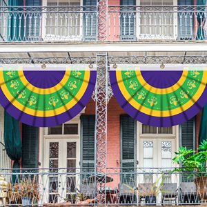 Mardi Gras Bunting <span class=keywords><strong>Drapeau</strong></span> Bannière Nouvelle-Orléans Mardigras Mardi Gras Polyester Tissu <span class=keywords><strong>Drapeau</strong></span> pour la décoration de fête de carnaval - Product Image 6