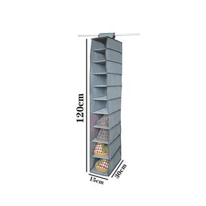Organisateur de placard suspendu à 10 étagères en tissu gris, sac de rangement suspendu derrière les portes - Product Image 1
