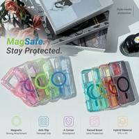 Étui de téléphone transparent brillant magnétique sans fil en TPU+PC pour iPhone, protection contre les chutes aux quatre coins, coque antidérapante