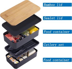 2026 High Quality Lunch Box With <b>Bamboo</b> Environment Wood Lid Reusable Leakproof Bento Lunch Box - Product Image 1