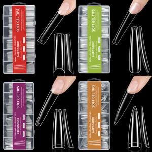 Nouvelle boîte de 240 pièces XXXL Nail Art Ultra Long Water Pipe Nail Patch French Square Almond Stiletto Full Cover ABS Transparent - Product Image 2