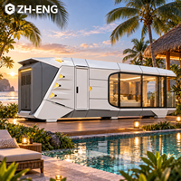 Cabane de glamping portable R7 pour parcs et maisons – Pod de villégiature contemporain pour hôtels insulaires, retraites en bord de mer et séjours de vacances