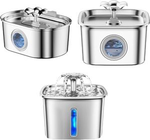 Fontaine à eau pour animaux de compagnie en acier inoxydable de qualité alimentaire 2,6 L, ultra silencieuse, abreuvoir automatique pour chat et chien, système de filtration circulante - Product Image 2