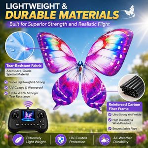 Drone papillon volant RC DWI Dowellin, jouet volant à ailes battantes bioniques avec contrôle assisté par capteur, lumières LED - Product Image 4