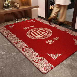 Nouveau paillasson d'entrée de style chinois, rouge uni, rectangulaire, antidérapant, résistant aux taches, pour usage domestique, hiver 2024 - Product Image 2