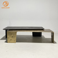 Table basse de salon moderne de luxe, style nordique, noir et or, en métal rustique