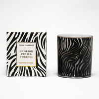 Vente en gros de luxe Bougie parfumée en pot en verre à imprimé léopard naturel coulé à la main avec couvercles et boîtes