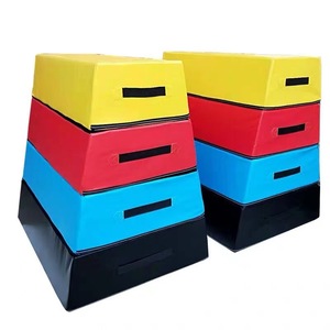 Kotak Vaulting lembut senam anak-anak peralatan senam matras biru tempat bermain multifungsi tikar <span class=keywords><strong>4</strong></span> tingkat kotak lompat kulit PU - Product Image 5