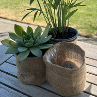 Jardinière en toile de jute écologique Pot de culture en tissu de jute Sac de culture de jardin en toile de jute Manteau en PE Pot de jute
