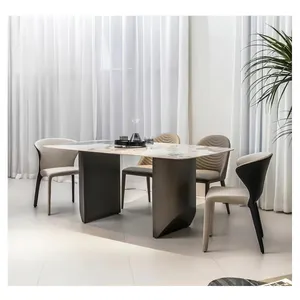 Luxus Esstische Set 4 6 8-Sitzer Marmorplatte moderner Esstisch für Küche Esszimmer Restaurant möbel Metallrahmen