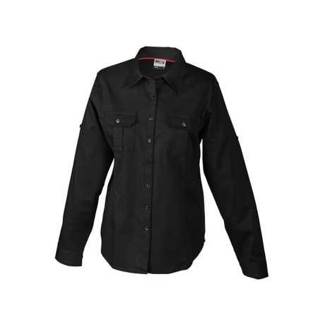 Ladies' Travel Satin Silk Shirt Roll-Up Sleeves Stylish Outdoor Blouse for Leisure and Work Size XL Tops
