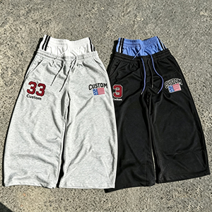 Pantalon de survêtement streetwear surdimensionné coupe droite en molleton épais 500 g/m² pour homme, taille double, jambe large - Product Image 1