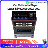 Autoradio Android 15 avec écran tactile de 12,3 pouces pour LEXUS LS460-600 2002-2007, lecteur multimédia DVD, GPS, système stéréo