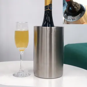 Factory Direct Insulated Metal Ice Cooler Stainless Steel Champagne Wine Buckets Chiller