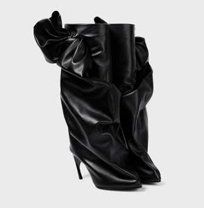 Bottines à talons aiguilles personnalisées Bliberry surdimensionnées avec nœud, design 2026, bottes sexy pour filles, bottes en cuir à tige large pour femmes, hauteur genou - Product Image 4