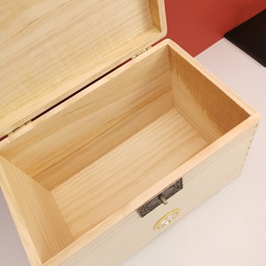 Boîte de rangement à thé Xinghong, rectangulaire, couleur bois naturel, avec hygromètre, couvercle à charnière verrouillable, usage domestique - Product Image 2