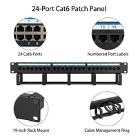 Panel de Conexiones de 24 Puertos, 1U, 19 Pulgadas, para Montaje en Rack, Panel Keystone Vacío con Barra de Gestión de Cables, Marco de Distribución de Red sin Cables