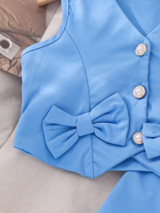 Abbigliamento per Bambini, Set Due Pezzi in Cotone per Ragazze, Gilet <span class=keywords><strong>Blu</strong></span> e <span class=keywords><strong>Pantaloncini</strong></span>, Ignifugo e Resistente ai Raggi UV - Product Image 6