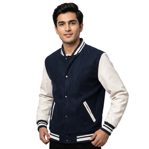 Factory Wholesale High Quality Custom Embroidery Letterman Winter Varsity Jackets for <b>Men</b> 100% Cotton Stand Collar Nonwoven - Product Image 1
