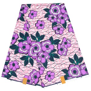 Tissu africain imprimé Ankara en polyester, motif floral coloré ethnique, pour confection de vêtements féminins. - Product Image 3