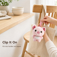 Porte-clés cochon en peluche rose, adorable poupée animal en peluche, breloque de sac, pendentif, porte-clés souple avec mousqueton pour sac à main et sac à dos
