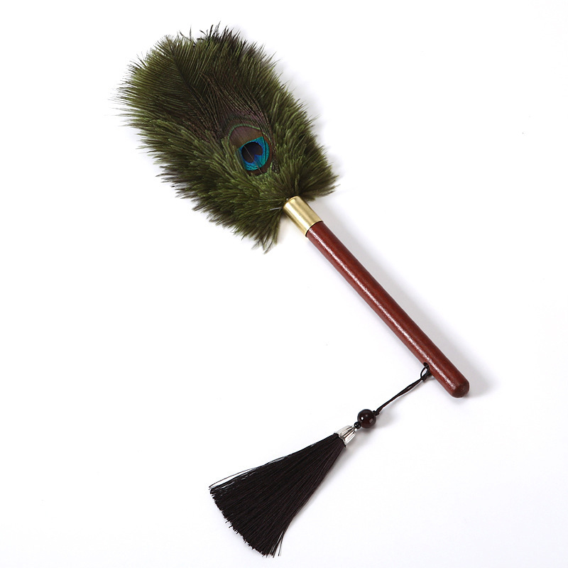 Small walnut ostrich feather duster
