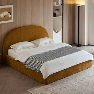 Комплект Золотой мебели, новый дизайн, современная оптовая продажа, тканевый каркас кровати с мягкой обивкой, свернуть в коробке, двуспальная кровать размера "King-Size" - Product Image 2
