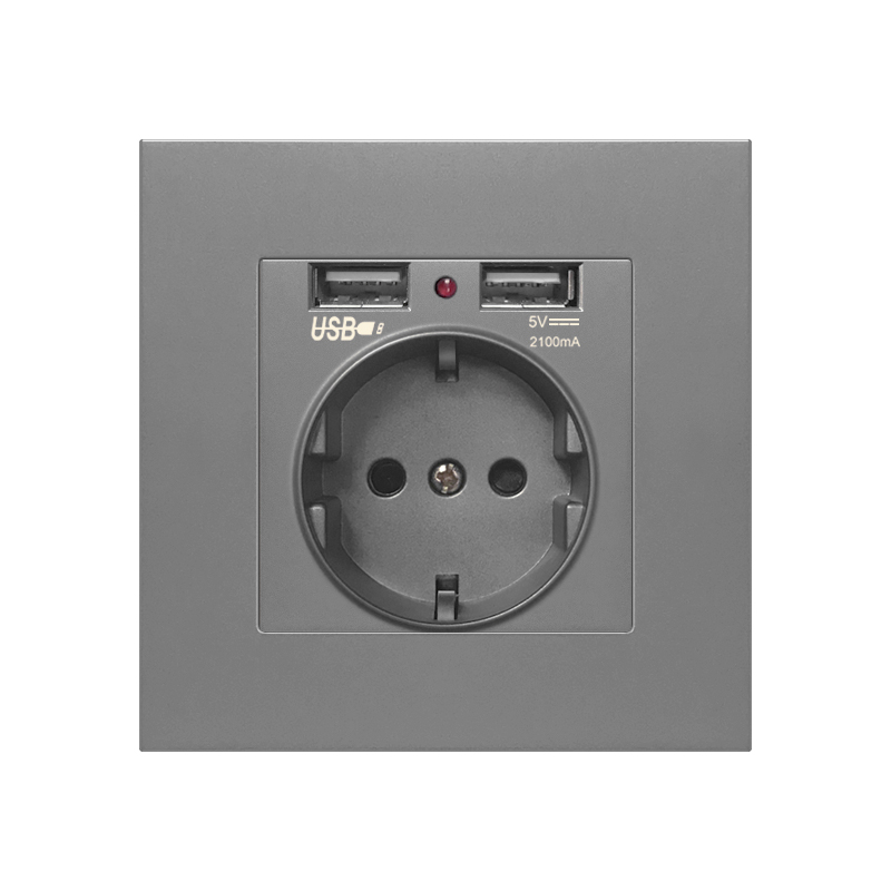 Prise grise-UE+2USB
