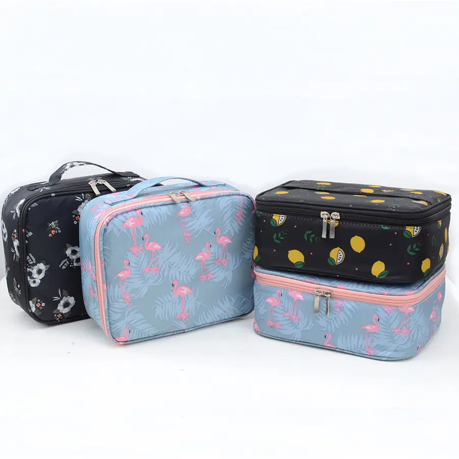 Women Favorite Make Up Case Travel Organizer Cosmetic Bag with Zipper for Packing Brush Set Custom Printed Logo