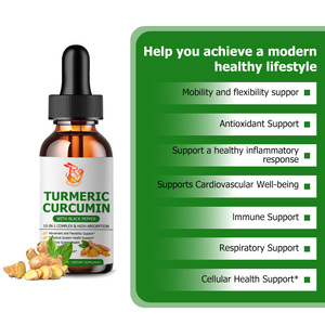 Vente en gros usine : Gouttes liquides de curcuma et de curcumine avec extrait d'ail biologique et cannelle de Ceylan biologique pour le soutien immunitaire - Product Image 3