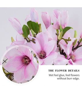 Flor Artificial <span class=keywords><strong>de</strong></span> <span class=keywords><strong>Magnolia</strong></span> con <span class=keywords><strong>hojas</strong></span> falsas verdes, decoración del hogar, jardín, Hotel, tamaño personalizado - Product Image 2