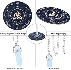 Ensemble de planche <span class=keywords><strong>à</strong></span> pendule avec collier <span class=keywords><strong>à</strong></span> pendule en cristal blanc, divination par la <span class=keywords><strong>radiesthésie</strong></span>, lune, sorcellerie, kit d'accessoires d'autel Wiccan - Product Image 3