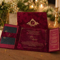Invitation de mariage personnalisée en velours, directement de l'usine, avec logo et texte sur mesure, couverture rigide, pour les planificateurs de mariages mondiaux, vente en gros