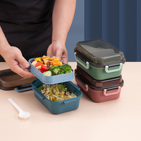 Boîte à lunch à double compartiment séparé pour les employés de bureau et les étudiants, en plastique, compatible micro-ondes, grande capacité, design hermétique