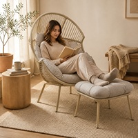 Fauteuil ergonomique à assise profonde et ottoman, ensemble de meubles d'extérieur résistant aux intempéries