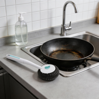 Ensemble de brosses de nettoyage pour vaisselle, casseroles et ustensiles de cuisine en PP, acier inoxydable et PET avec manche