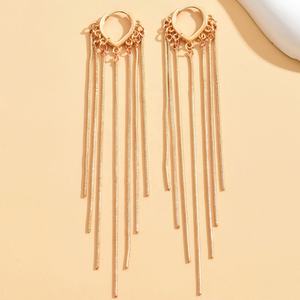 Boucles d'oreilles pendantes longues à chaîne fine plaquées or haut de gamme pour femme 2024, style japonais et coréen, avec perle principale, idéales pour les fêtes - Product Image 5