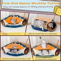 Tunnel pliable 2-en-1 pour chats, lapins et chiens d'intérieur – Doux, motif uni, toutes saisons, avec tapis amovible et lavable, lit de jeu