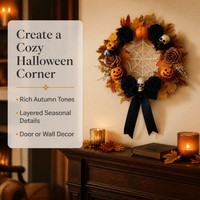 Couronne de Noël d'Halloween en direct d'usine avec motifs citrouille et chauve-souris pour fête d'Halloween et décoration murale extérieure de porte d'entrée