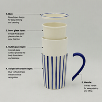 Mug à café en céramique personnalisé avec logo et emballage, tasse en céramique rayée peinte à la main pour la maison, le bureau, l'hôtel, cadeau promotionnel, non en stock